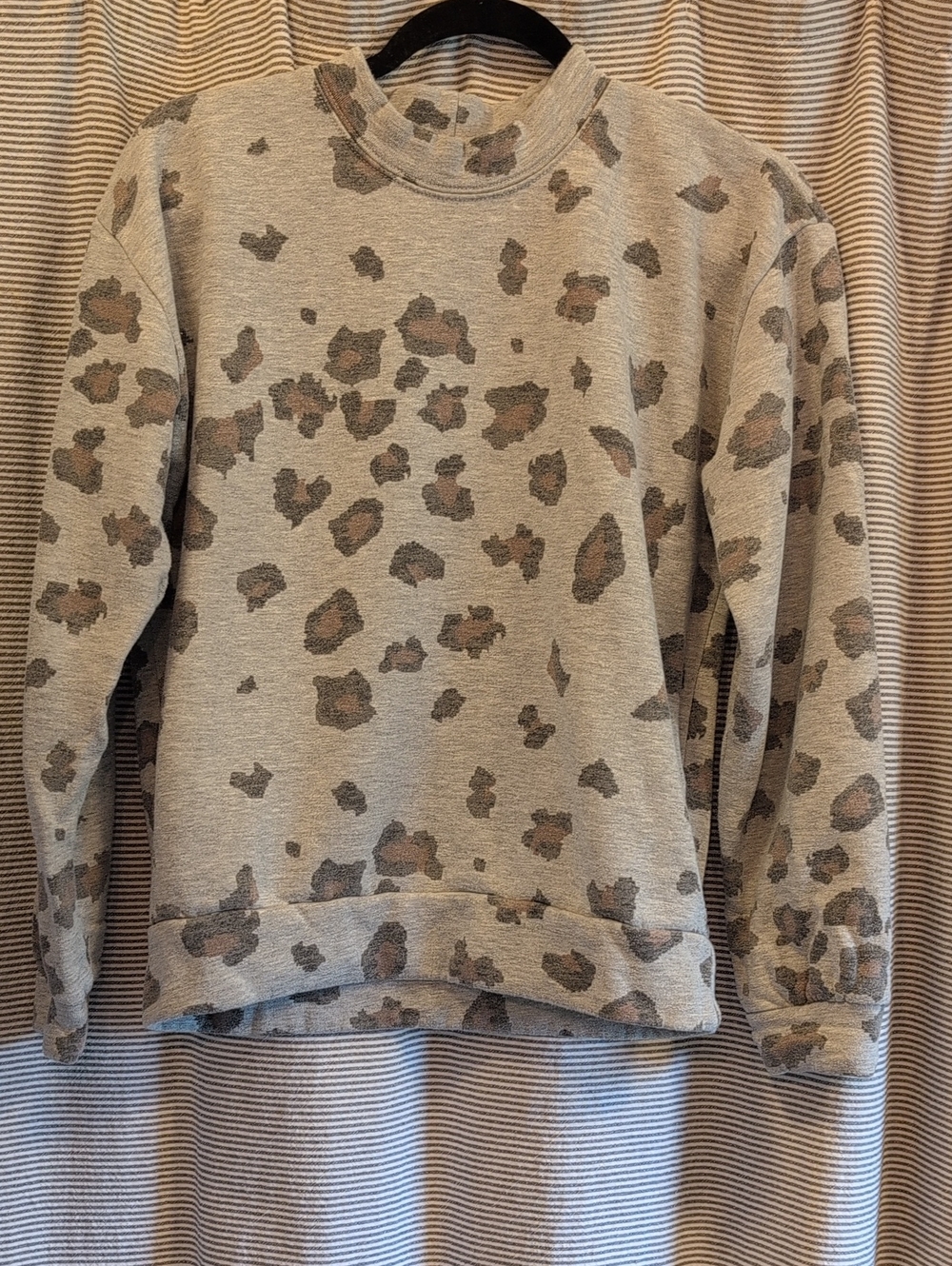O'Neill Beige and Brown Leopard Print Crewneck Sweater